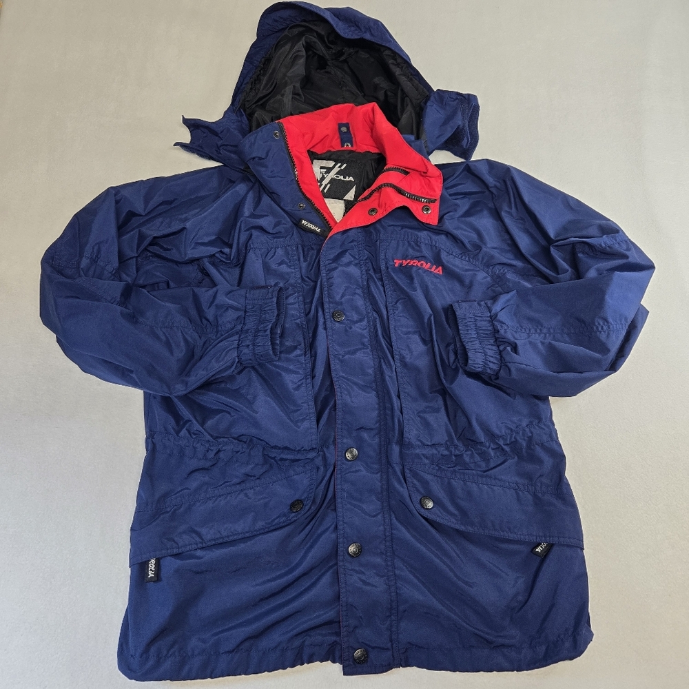 VTG Tyrolia Jacket Men's Medium Blue Lightweight Ski Jacket Double front zipper